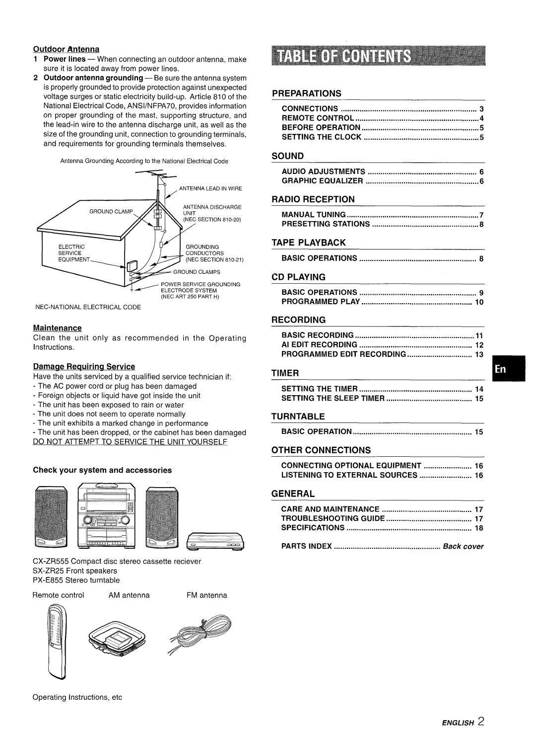 Aiwa Z-R555 manual Damaae Requiring Service 