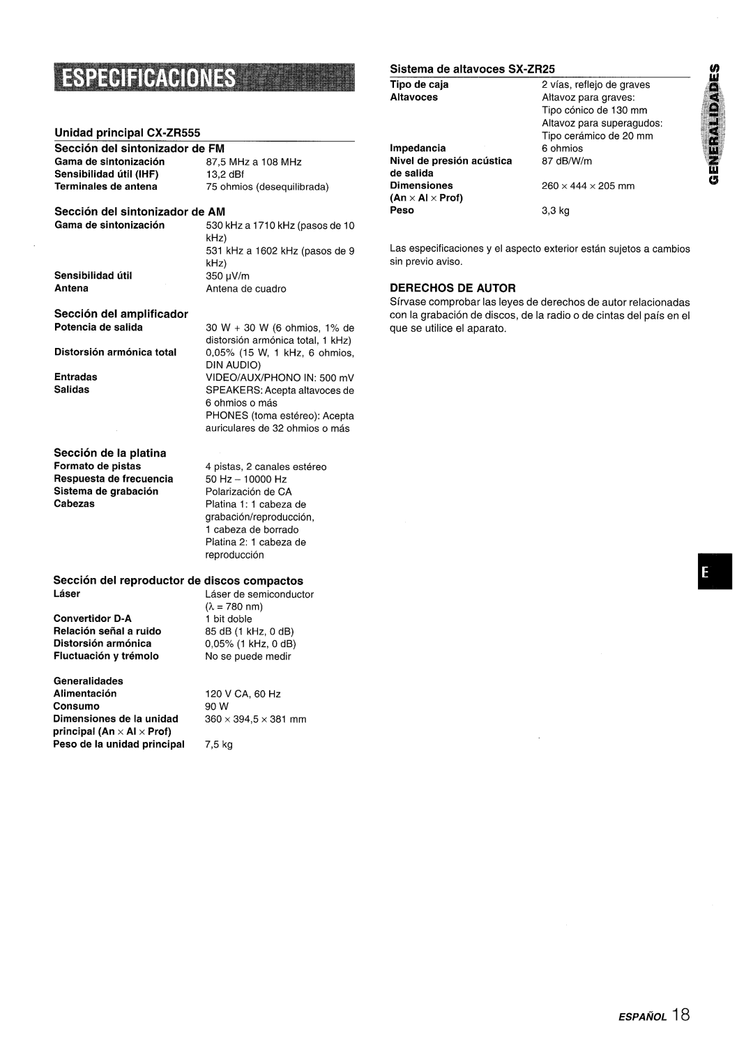 Aiwa Z-R555 manual Seccion del 