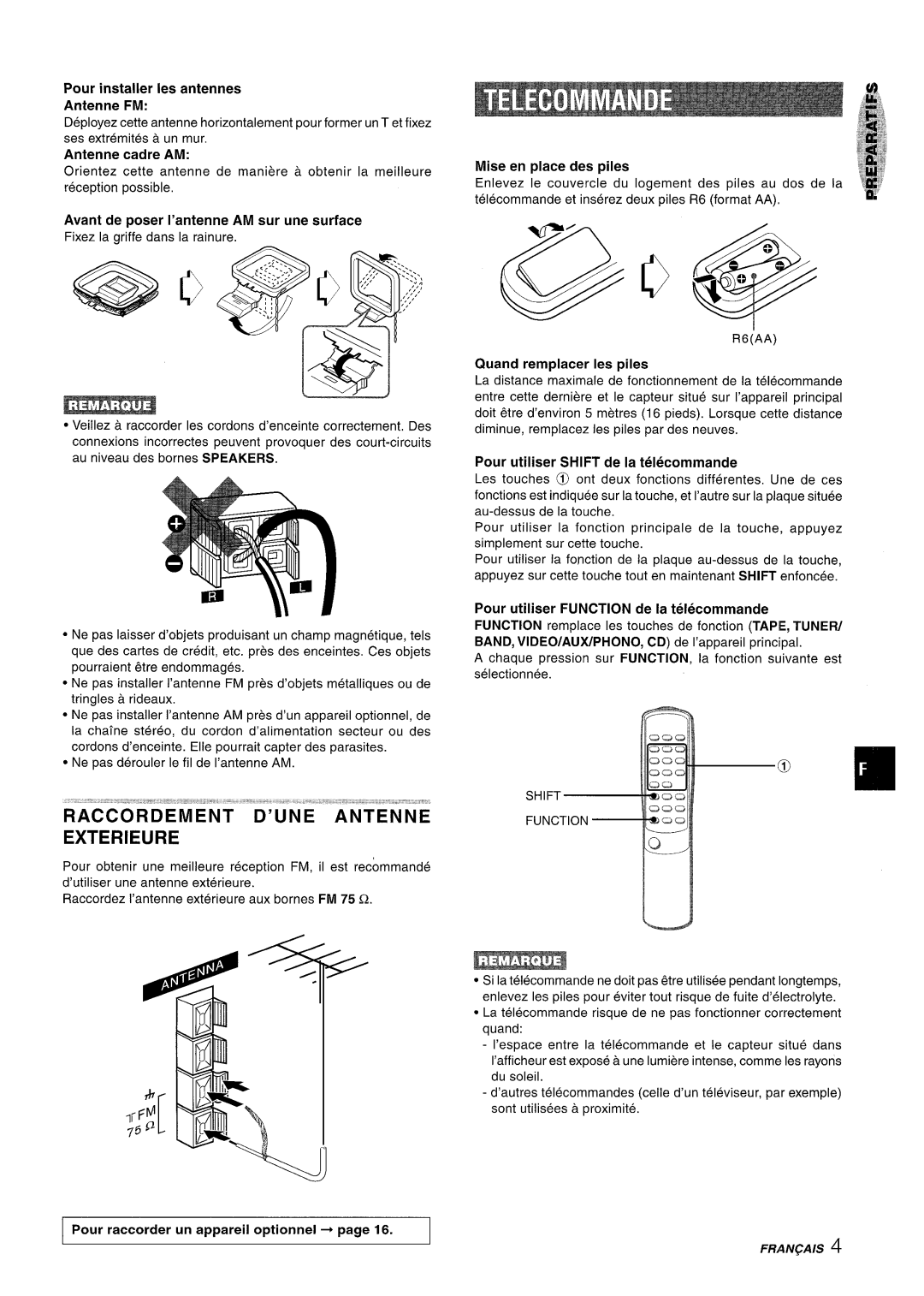 Aiwa Z-R555 manual ’ACCORDEMENT ‘D’UNE Antenne Exterieure 