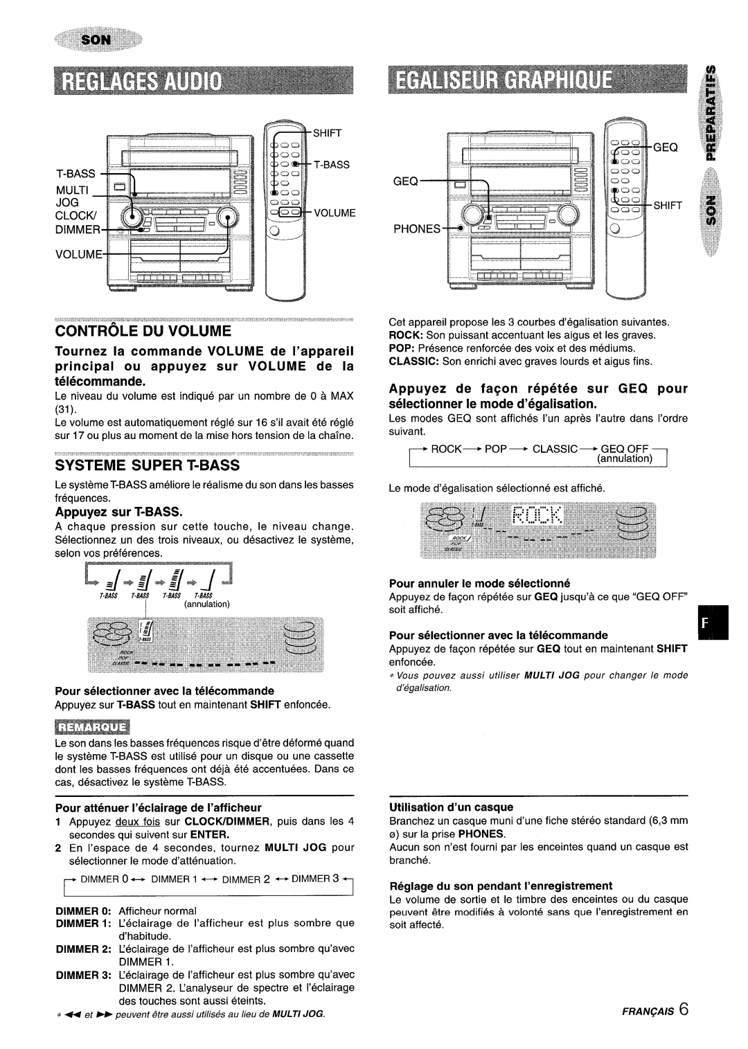 Aiwa Z-R555 manual Appuyez sur T-BASS, Pour annuler Ie mode selectionne, Utilisation d’un casque, Shift Bass Volume 