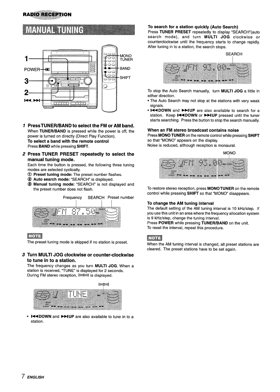 Aiwa Z-R555 manual Press TUNER/BAND to select the FM or AM band, To select a band with the remote control 