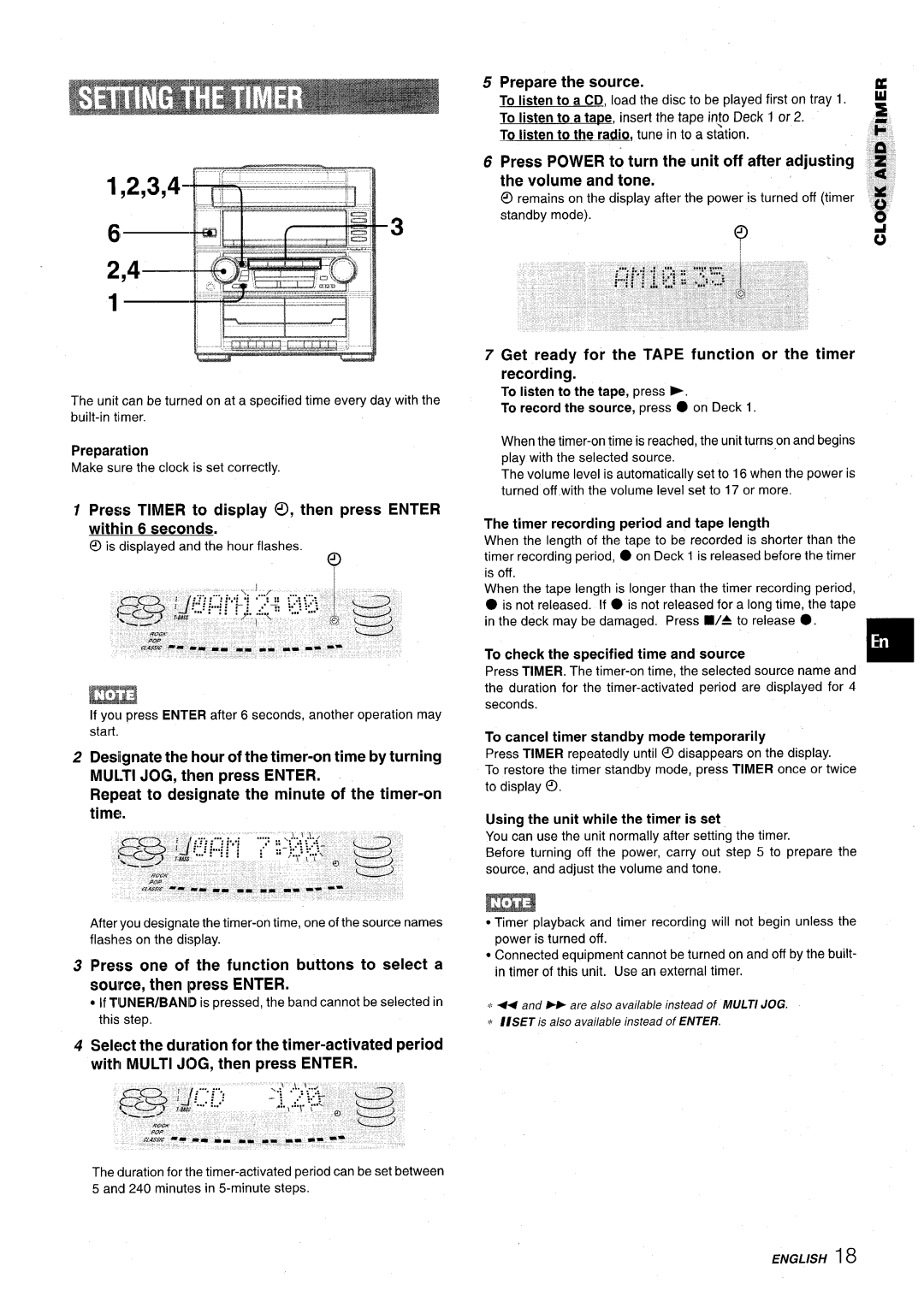 Aiwa Z-VR55 manual Press Timer to display 0, then press Enter within 6 seconds, Prepare the source 