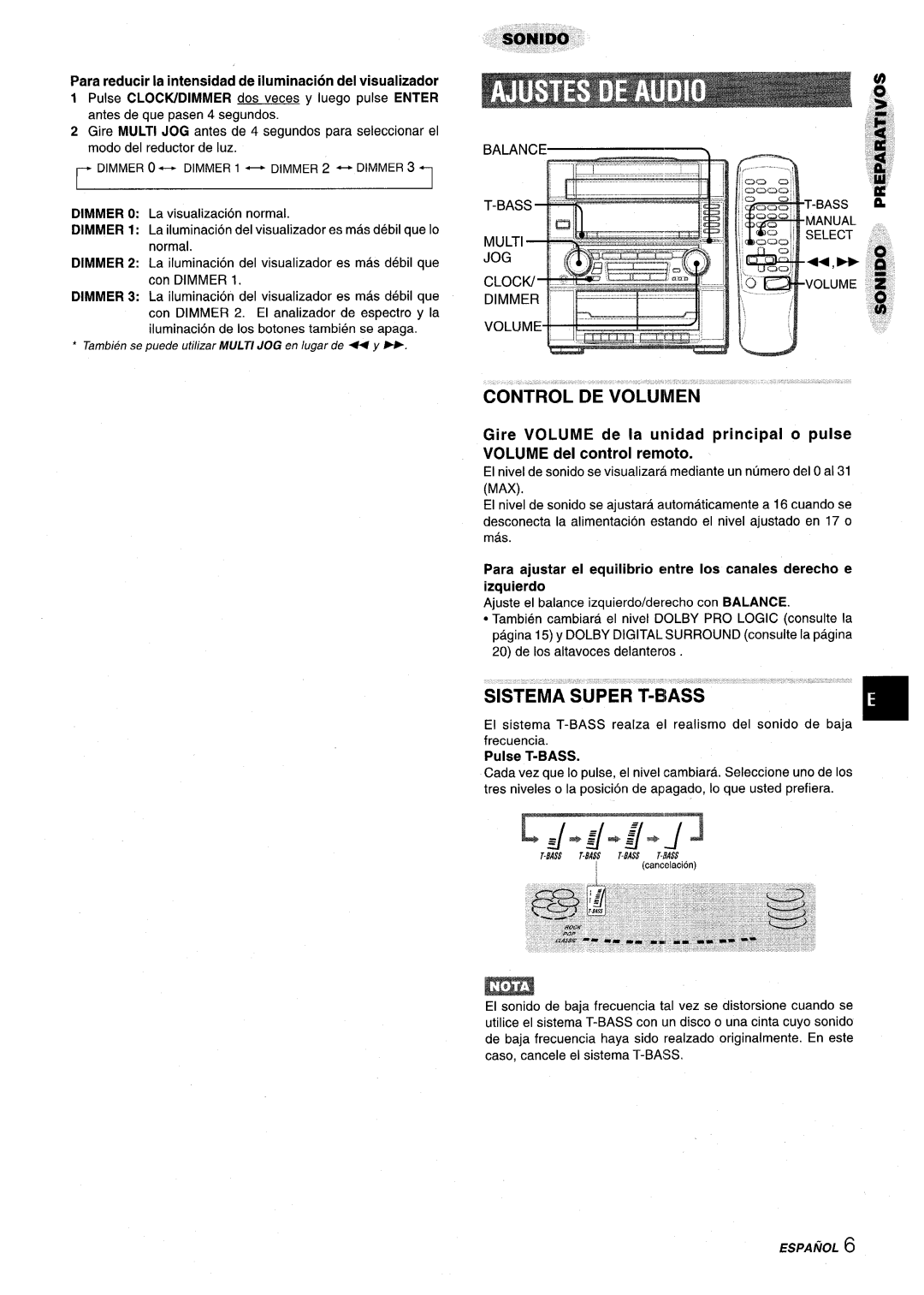 Aiwa Z-VR55 manual Gire Volume de la unidad principal o pulse, Para reetucir la intensidad de iluminacion del visualizador 