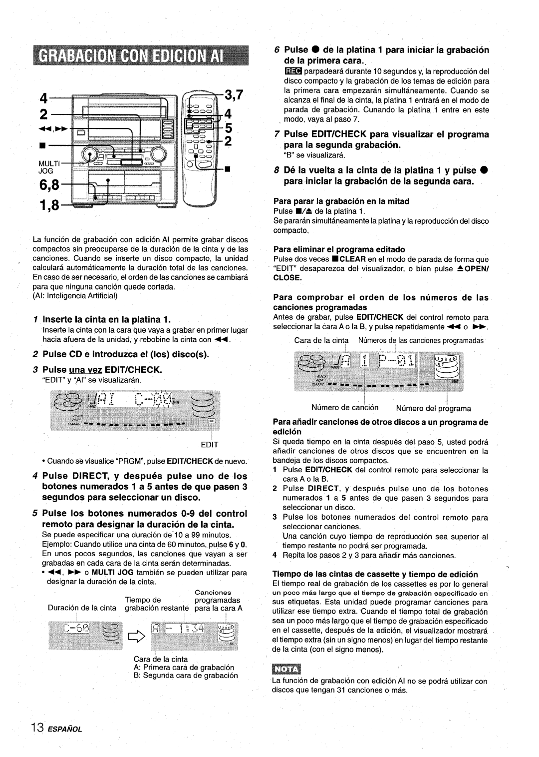 Aiwa Z-VR55 manual Inserte la cinta en la platina 