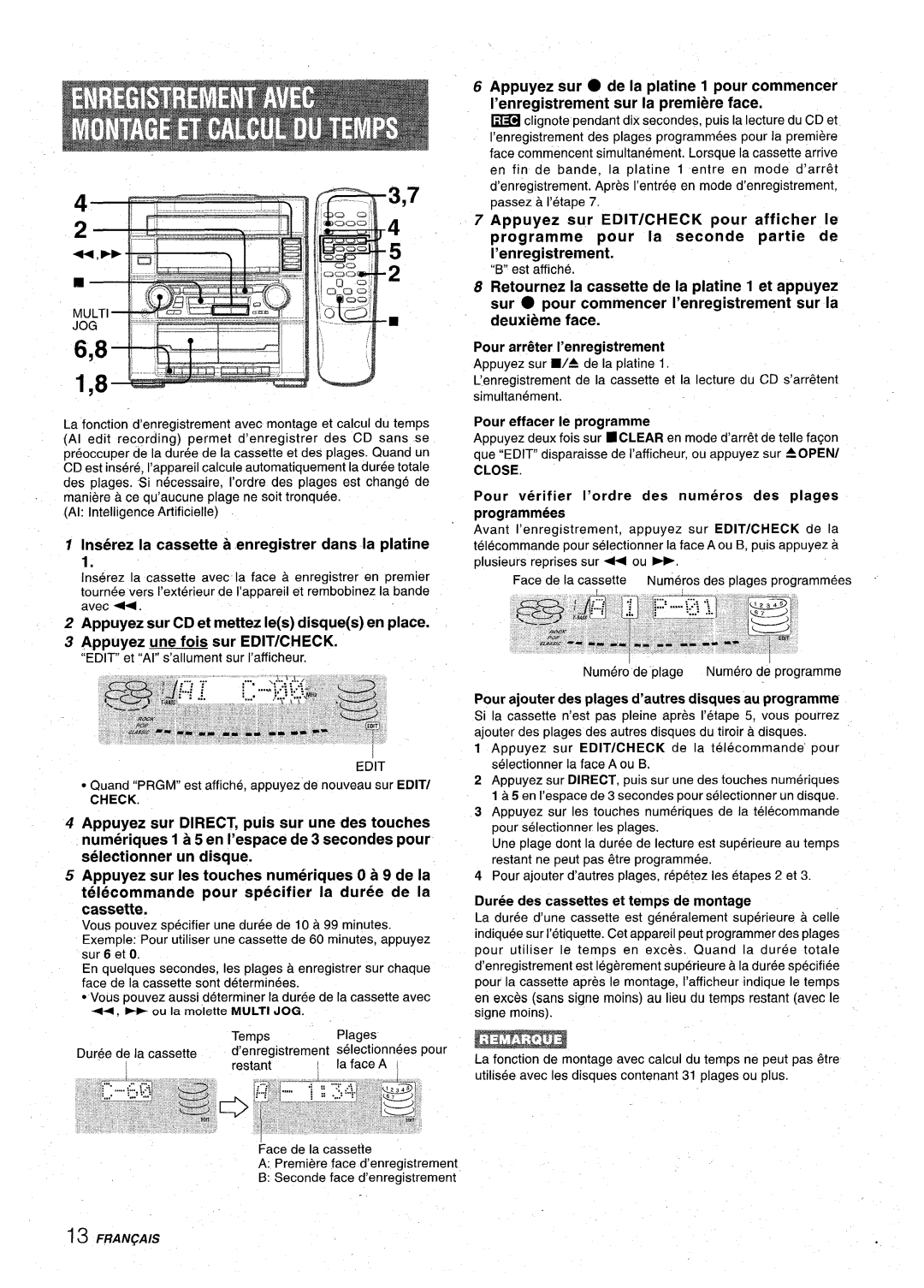 Aiwa Z-VR55 manual Appuyez sur CD et mettez Ies disques en place 