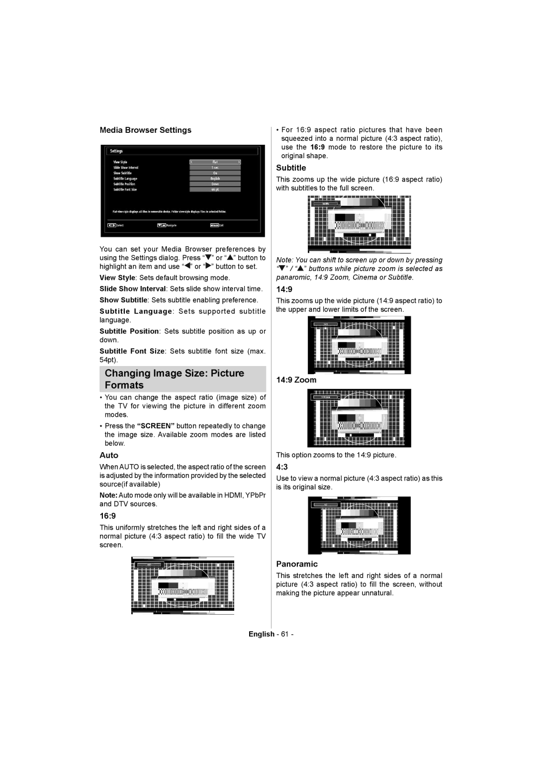 Akai ALED2405T manual Changing Image Size Picture Formats 