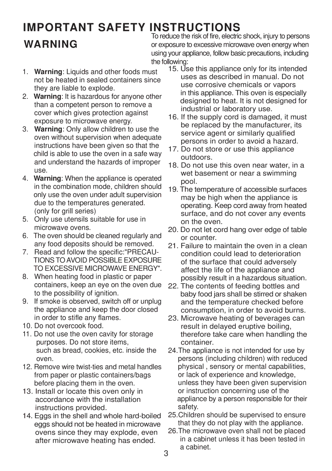 Akai AM820CRL instruction manual Important Safety Instructions, To Excessive Microwave Energy 