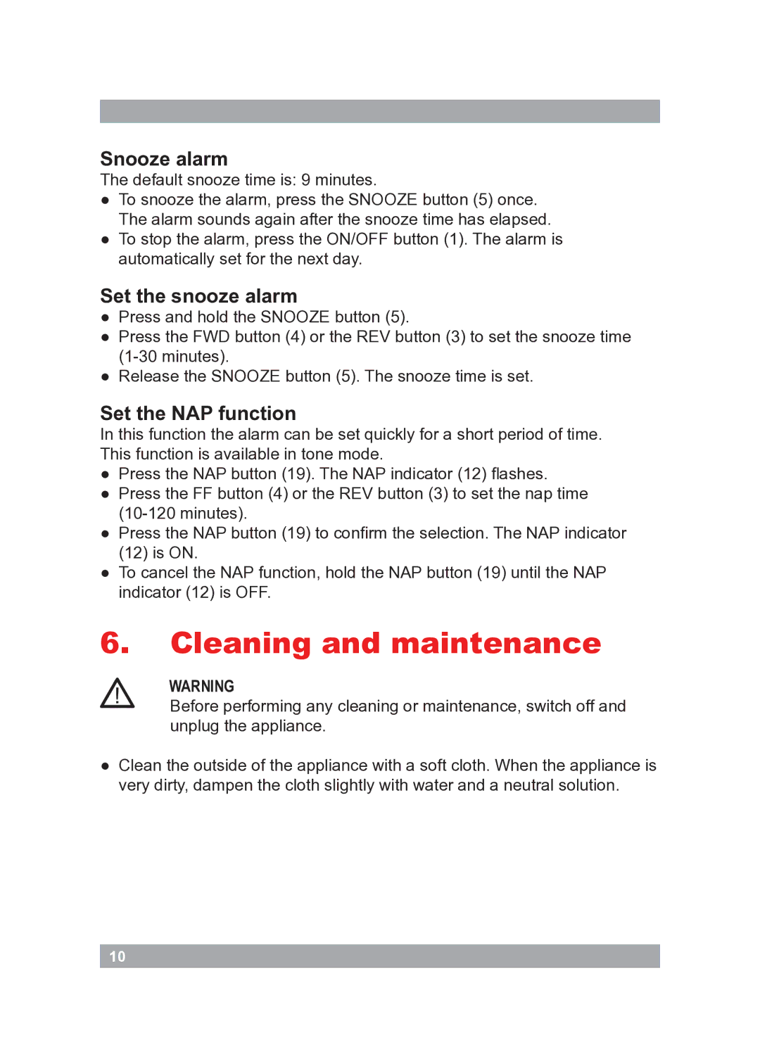 Akai AR170D manual Cleaning and maintenance 