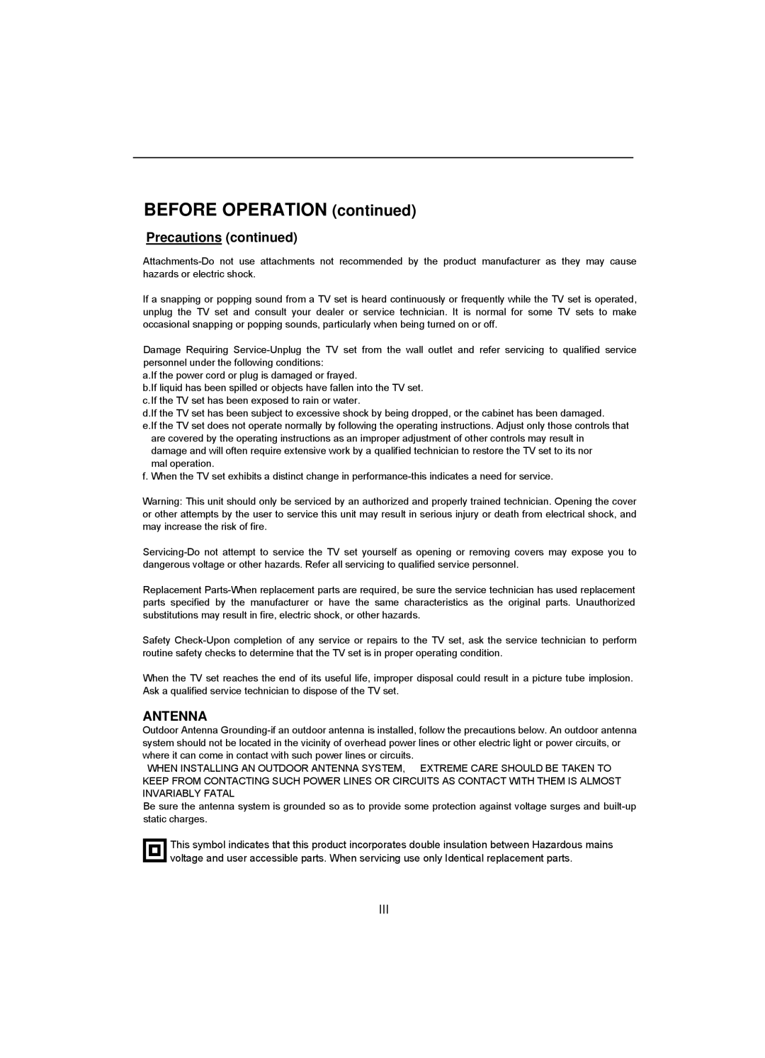 Akai CT-2108APF operation manual Before Operation 