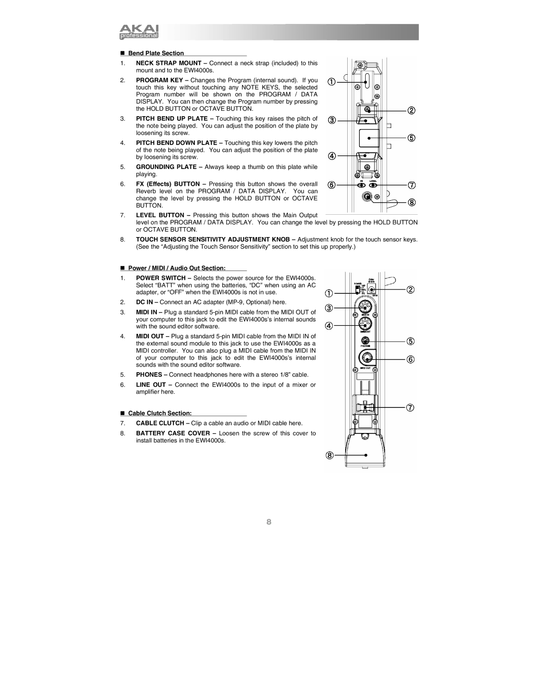 Akai Ewi4000s manual „ Bend Plate Section, „ Cable Clutch Section 