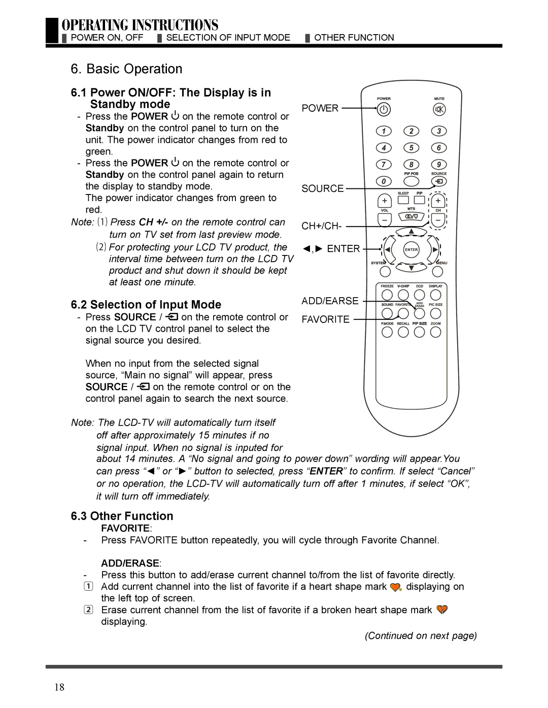 Akai LCT3226 manual Basic Operation, Power ON/OFF The Display is in Standby mode 