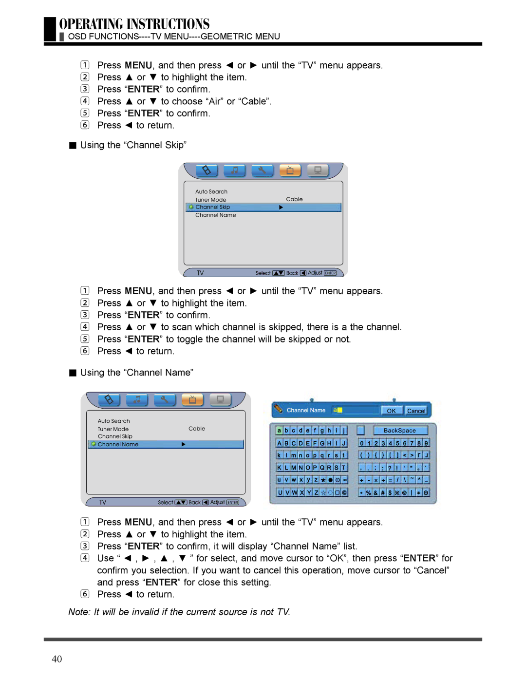 Akai LCT3226 manual OSD FUNCTIONS----TV MENU----GEOMETRIC Menu 