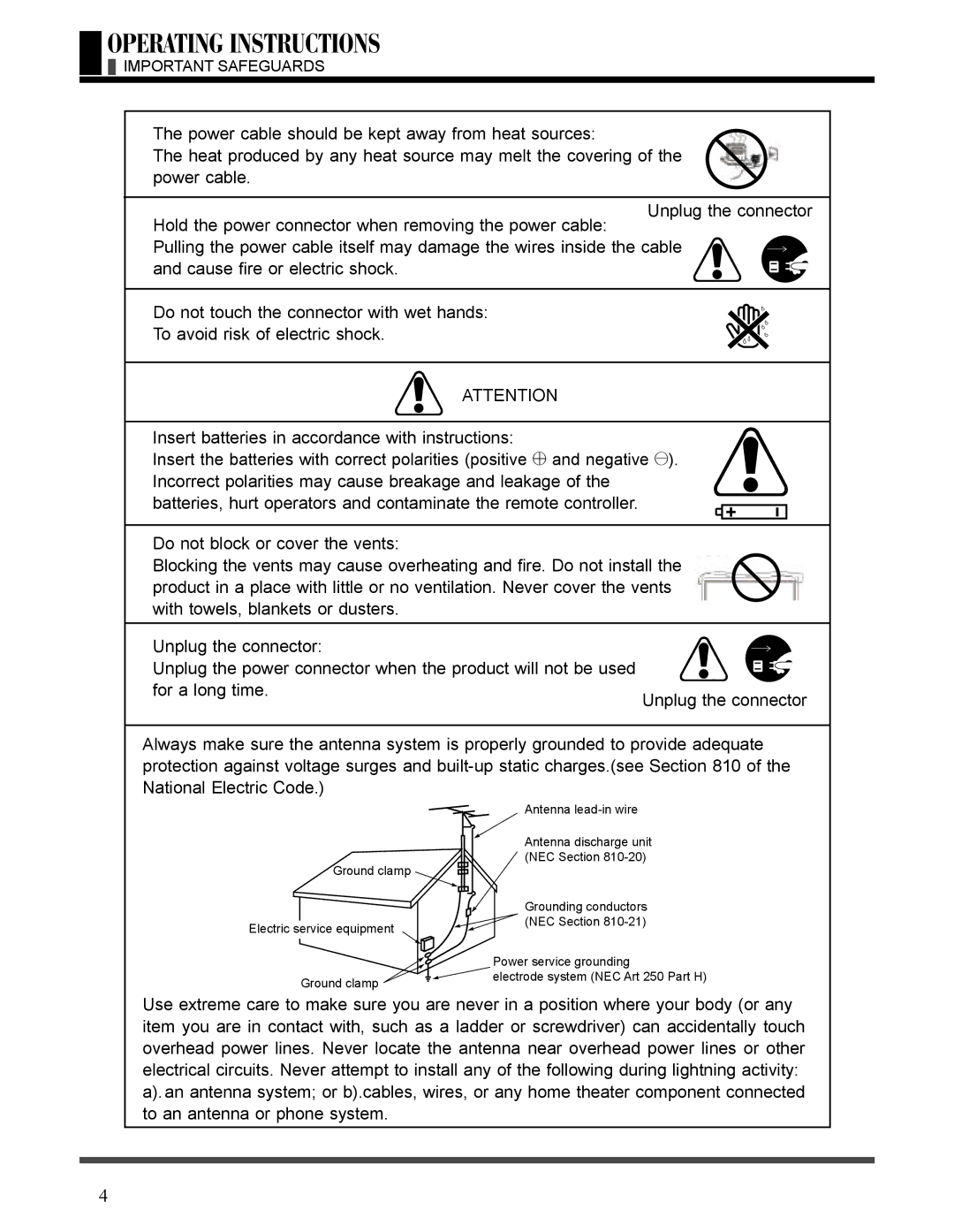 Akai LCT3226 manual Important Safeguards 