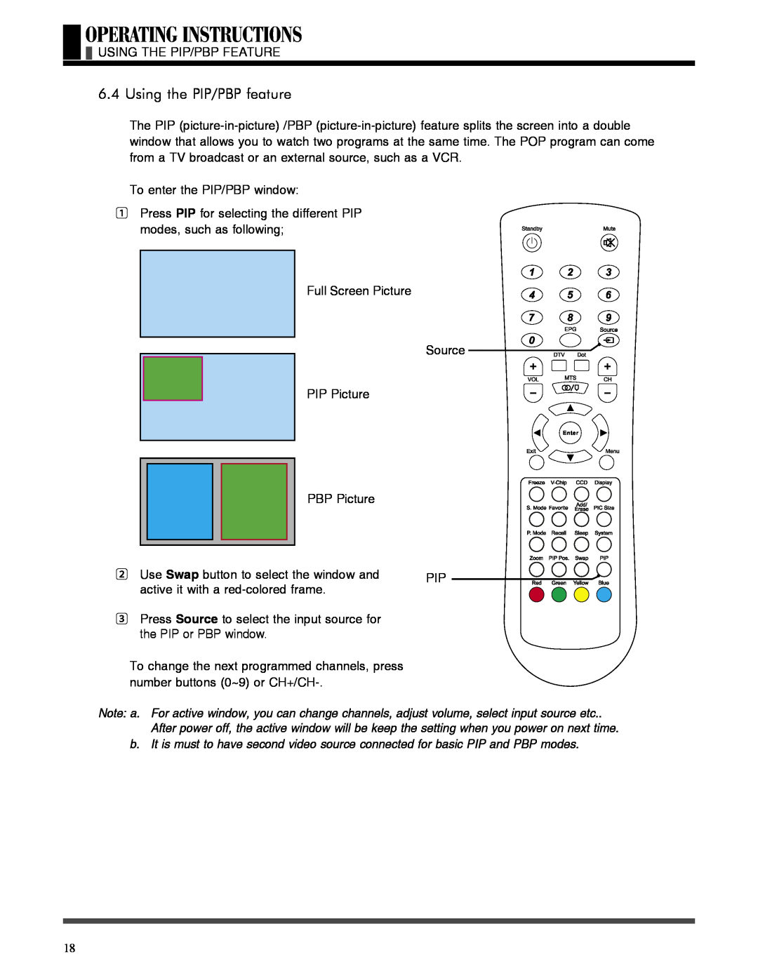 Akai LCT3785TA manual Using the PIP/PBP feature 