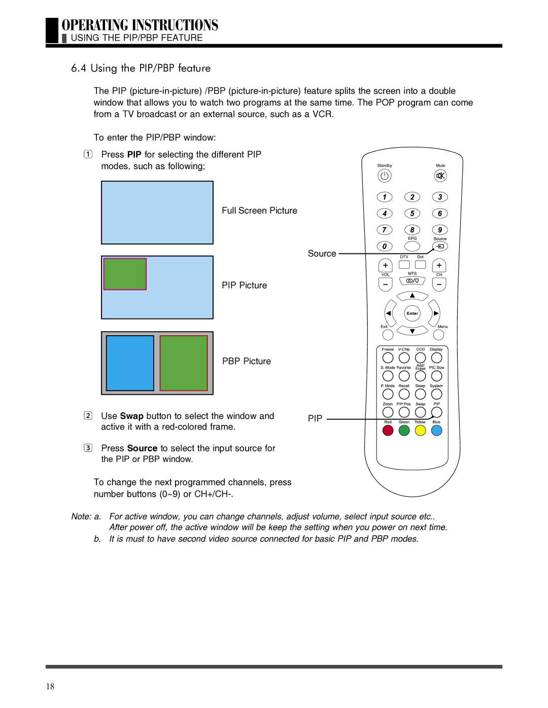 Akai LCT3785TA manual Using the PIP/PBP feature, Using the PIP/PBP Feature, Pip 