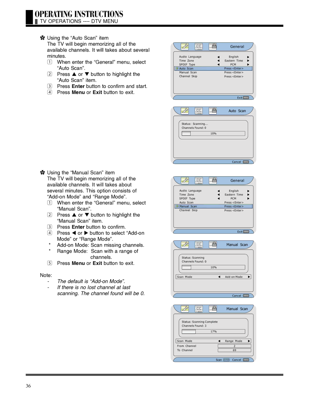 Akai LCT3785TA manual TV Operations ---- DTV Menu 