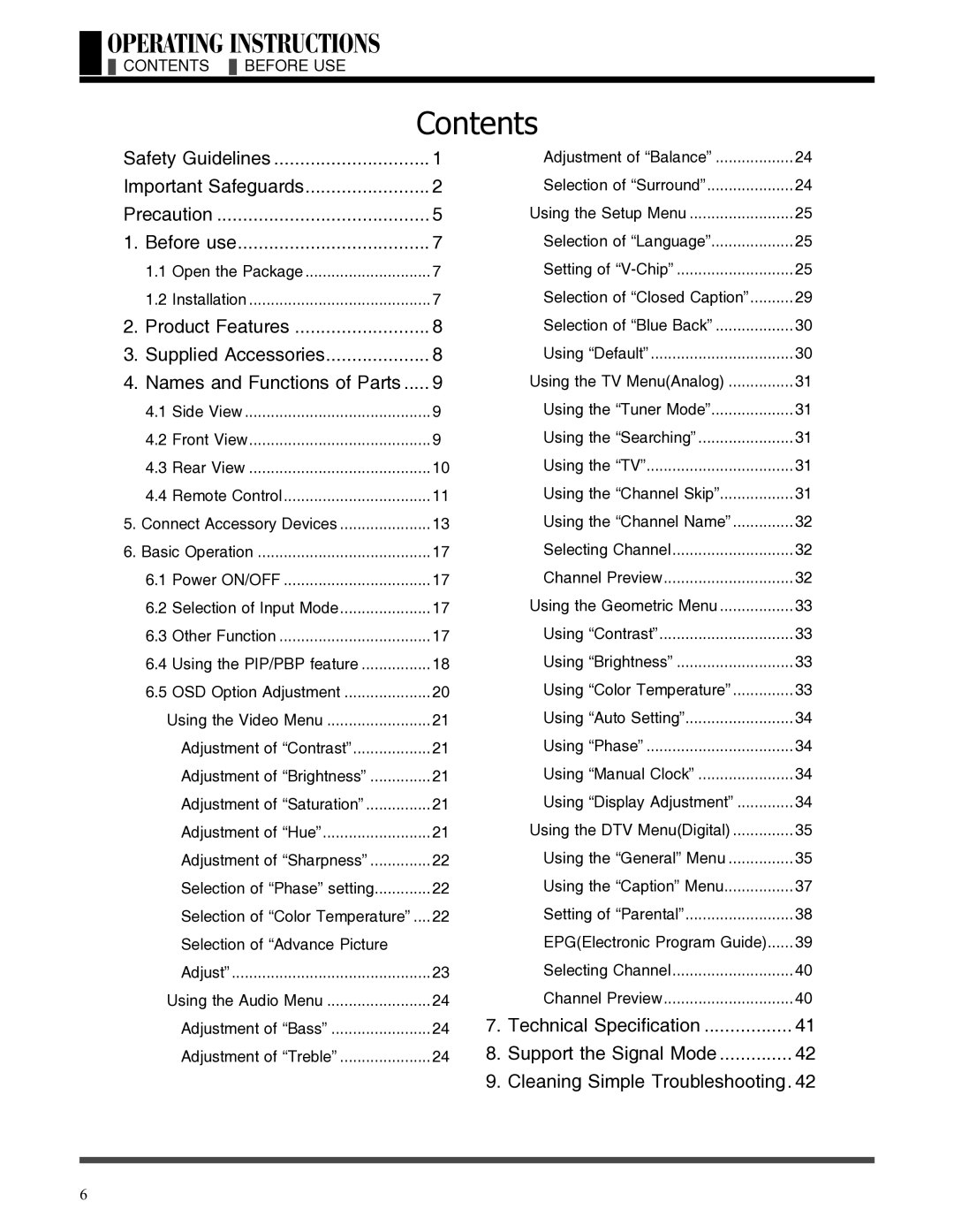 Akai LCT3785TA manual Contents 