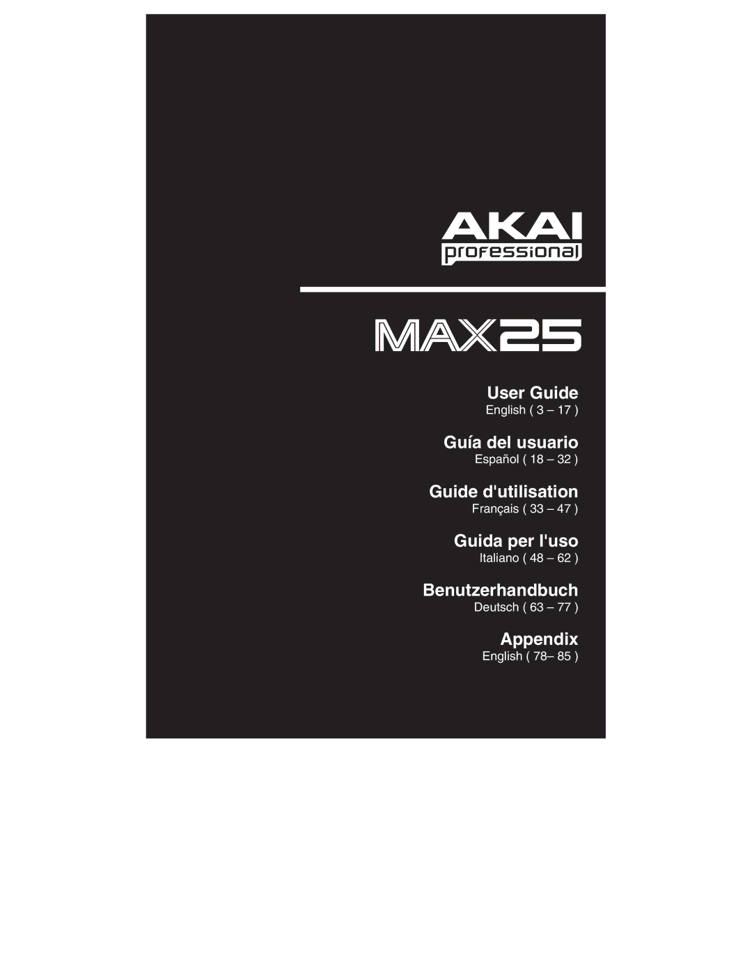 Akai MAX25 appendix User Guide 