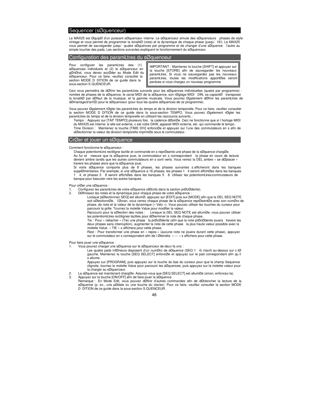 Akai MAX25 appendix Sequencer séquenceur, Configuration des paramètres du séquenceur, Créer et jouer un séquence 