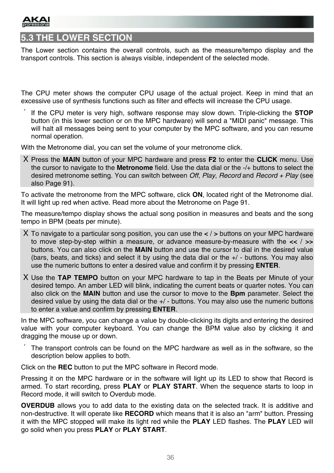 Akai MPC manual Lower Section 