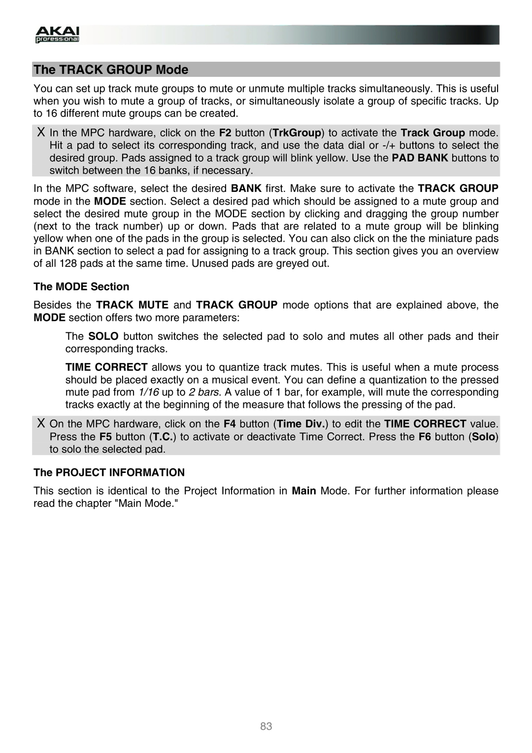 Akai MPC manual Track Group Mode 