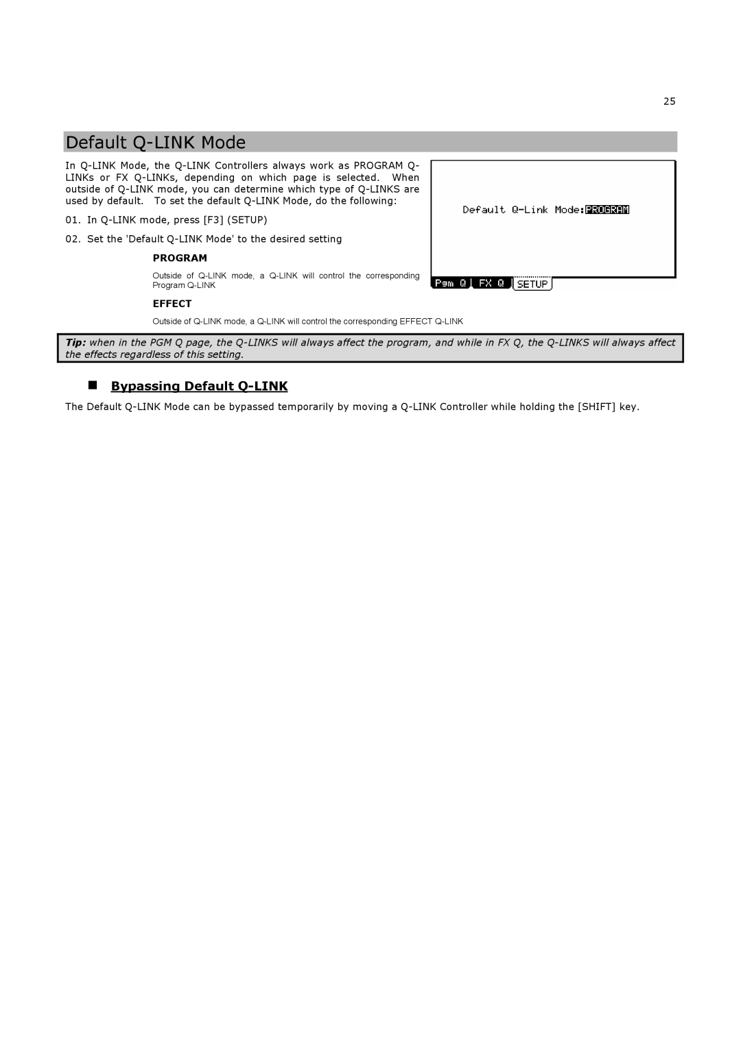 Akai MPC5000 manual Default Q-LINK Mode, „ Bypassing Default Q-LINK 