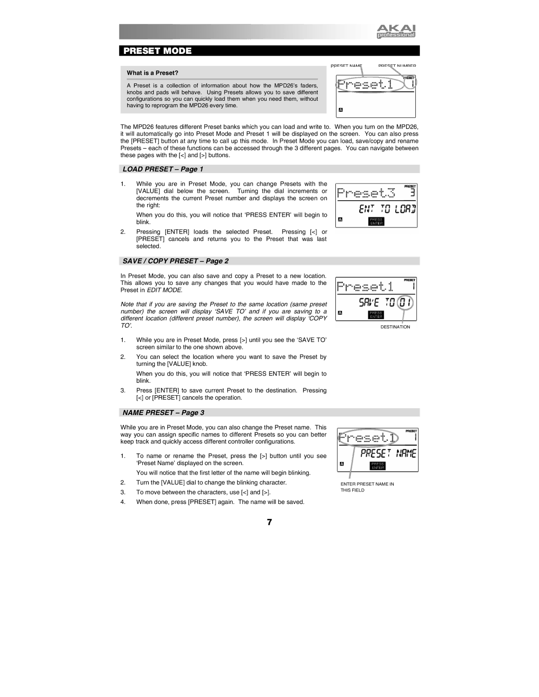 Akai MPD26 manual Preset Mode, What is a Preset? 