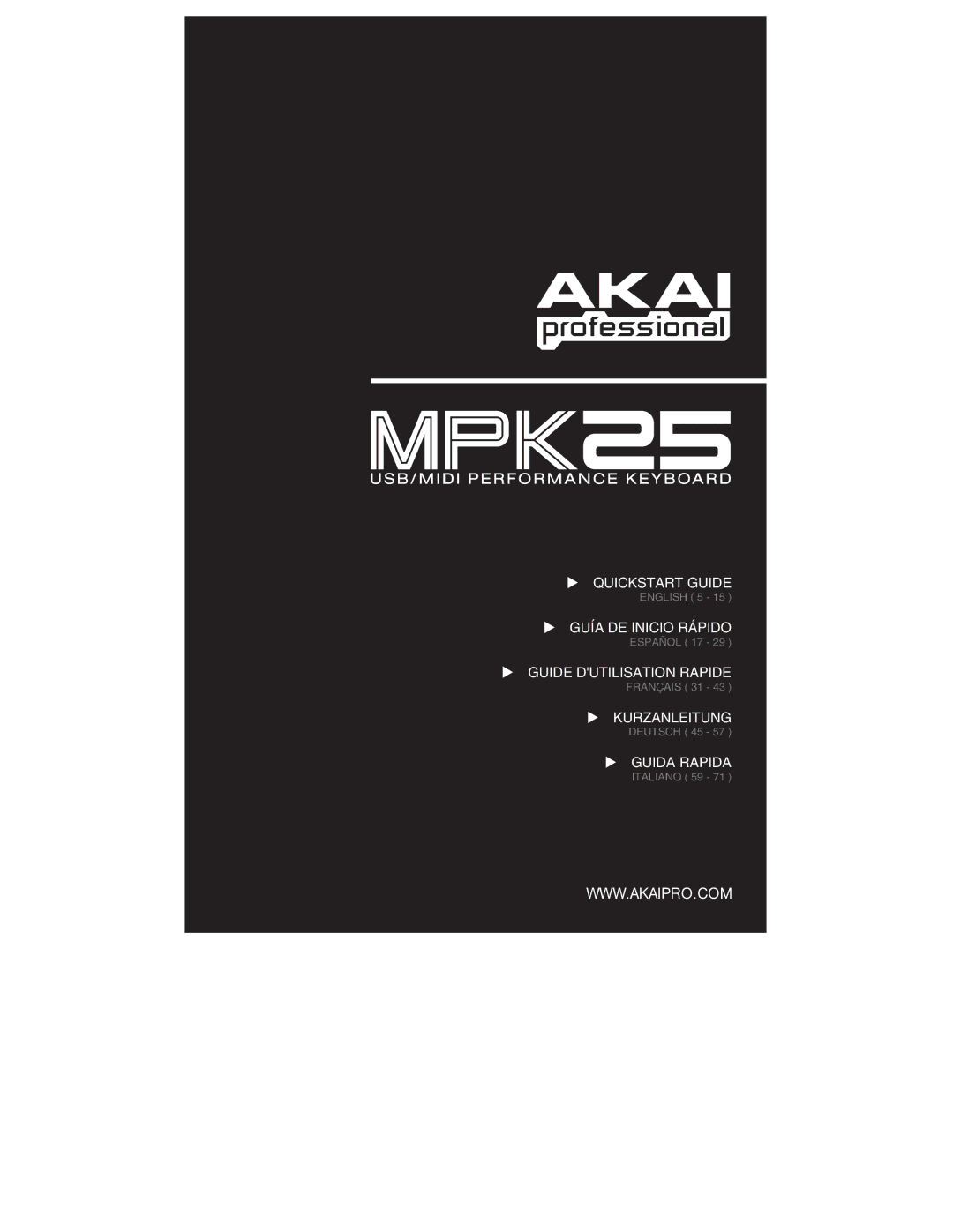 Akai MPK25 quick start Quickstart Guide 