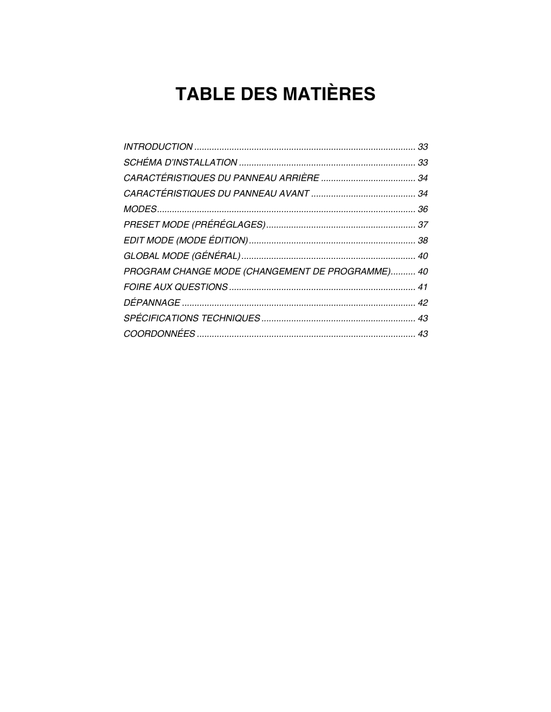 Akai MPK49 quick start manual Table DES Matières 