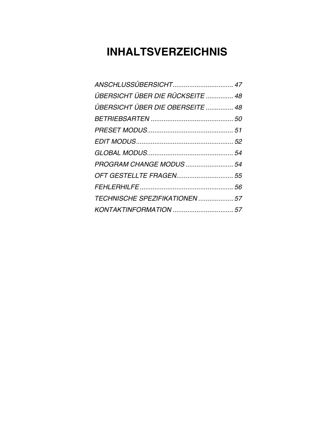 Akai MPK49 quick start manual Inhaltsverzeichnis 