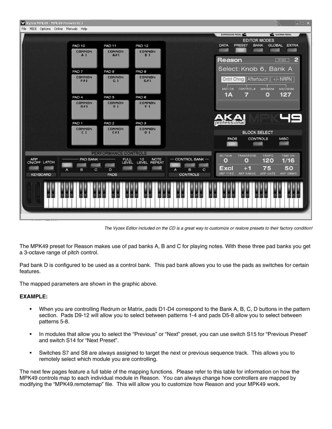 Akai MPK49 manual Example 