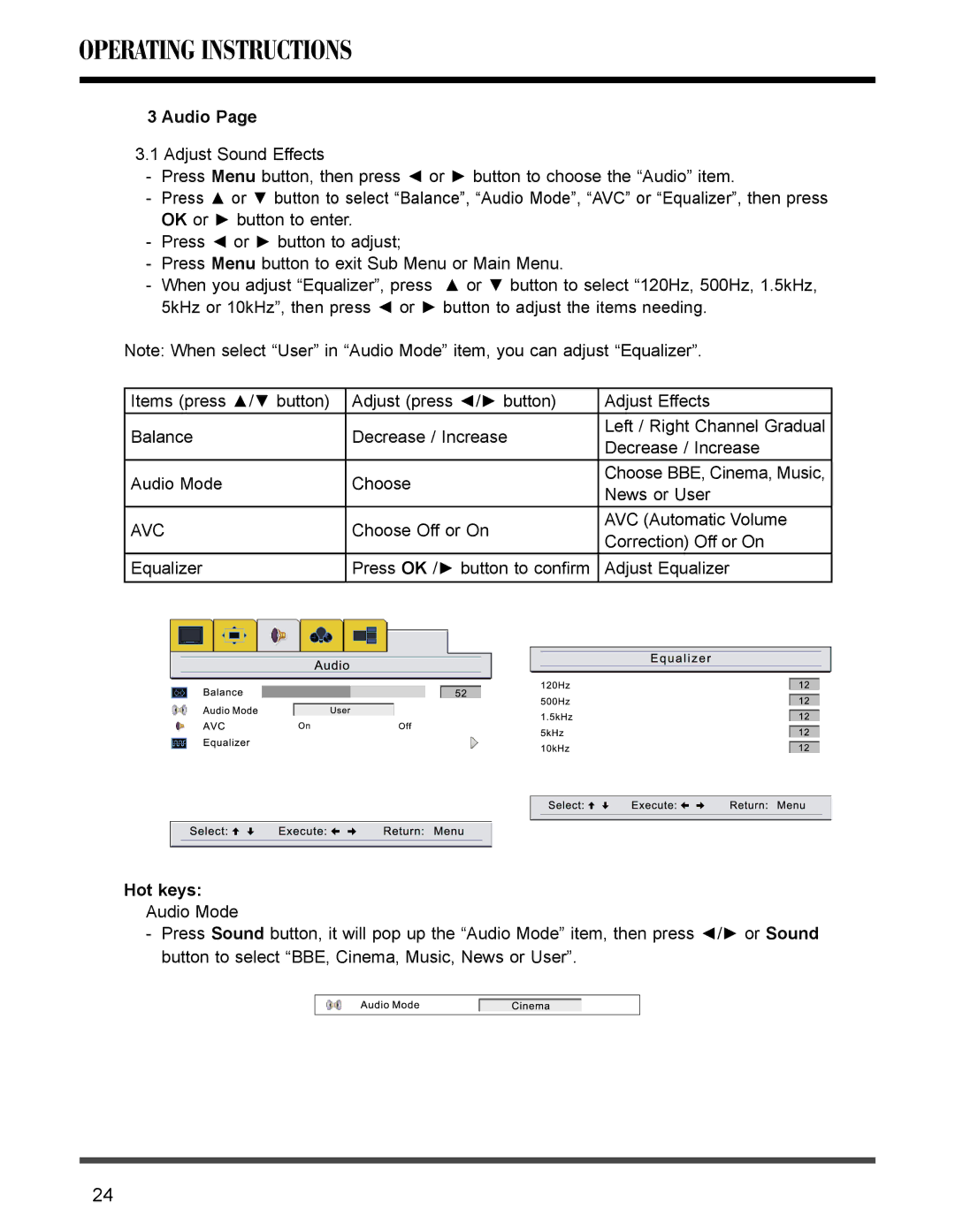 Akai PDP4273M manual Audio, Avc 