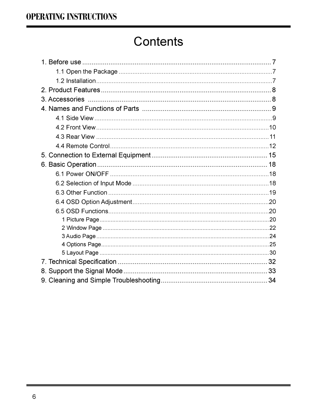 Akai PDP4273M manual Contents 