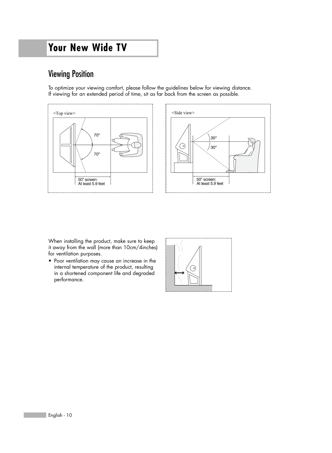 Akai PT50DL14 manual Your New Wide TV, Viewing Position 