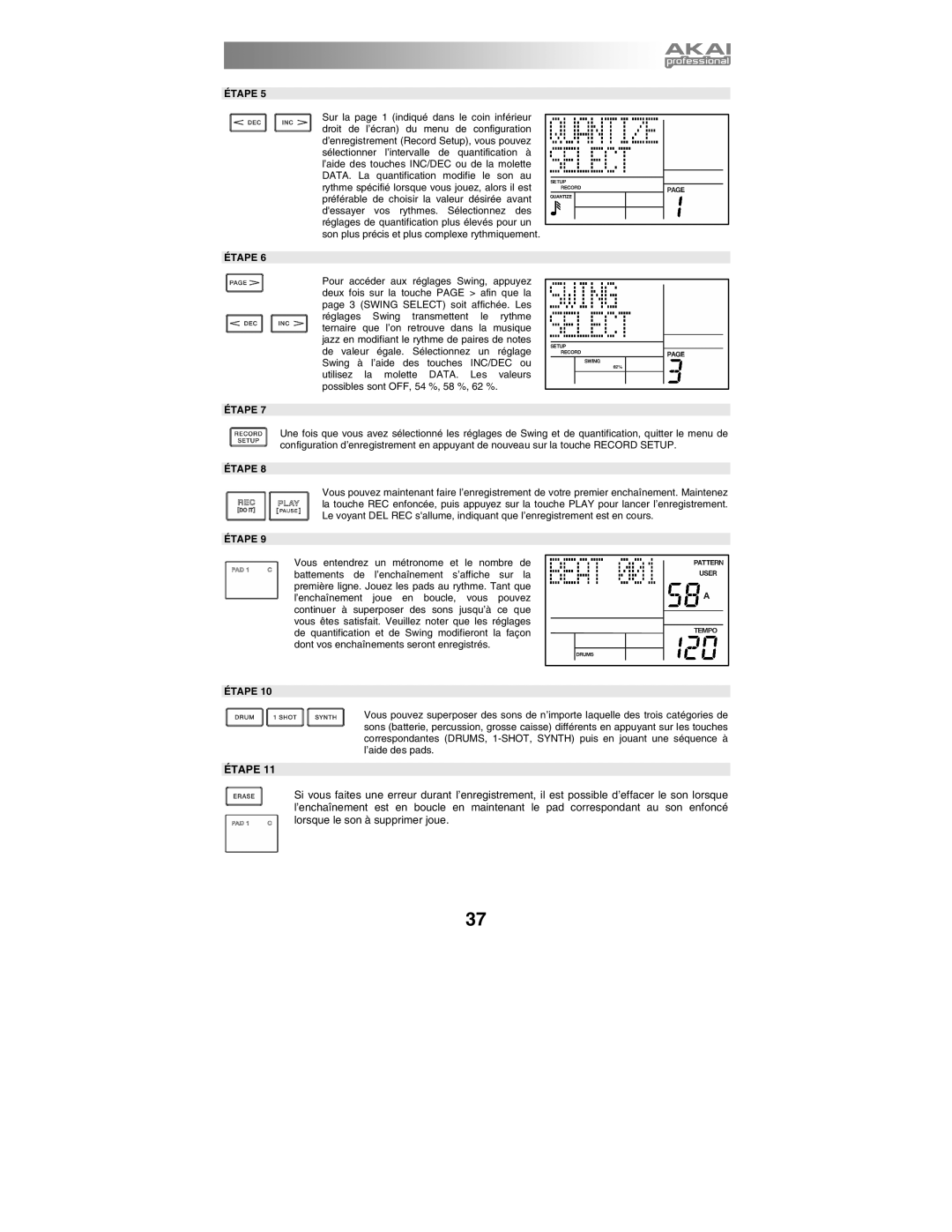 Akai XR20 quick start manual Étape 