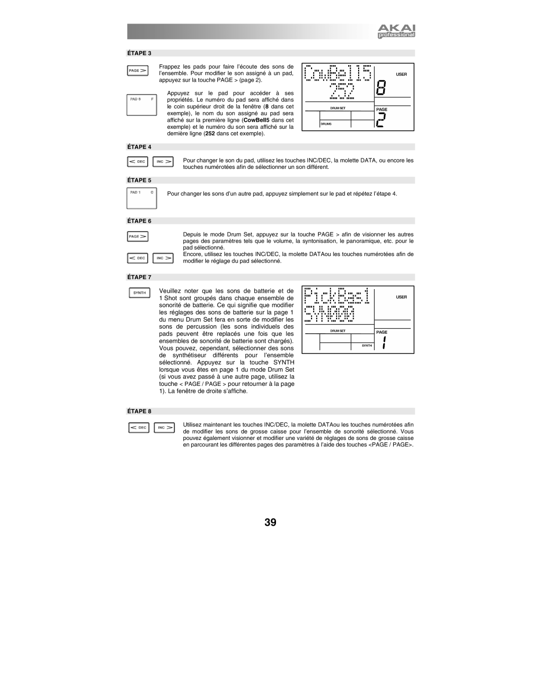 Akai XR20 quick start manual Étape 