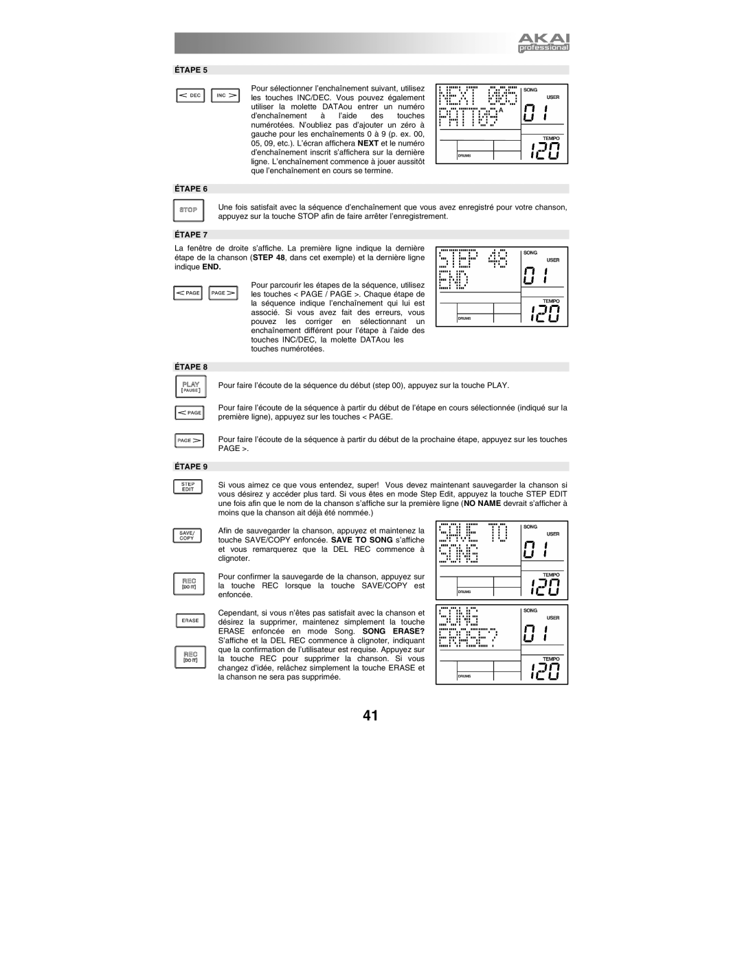 Akai XR20 quick start manual Étape 