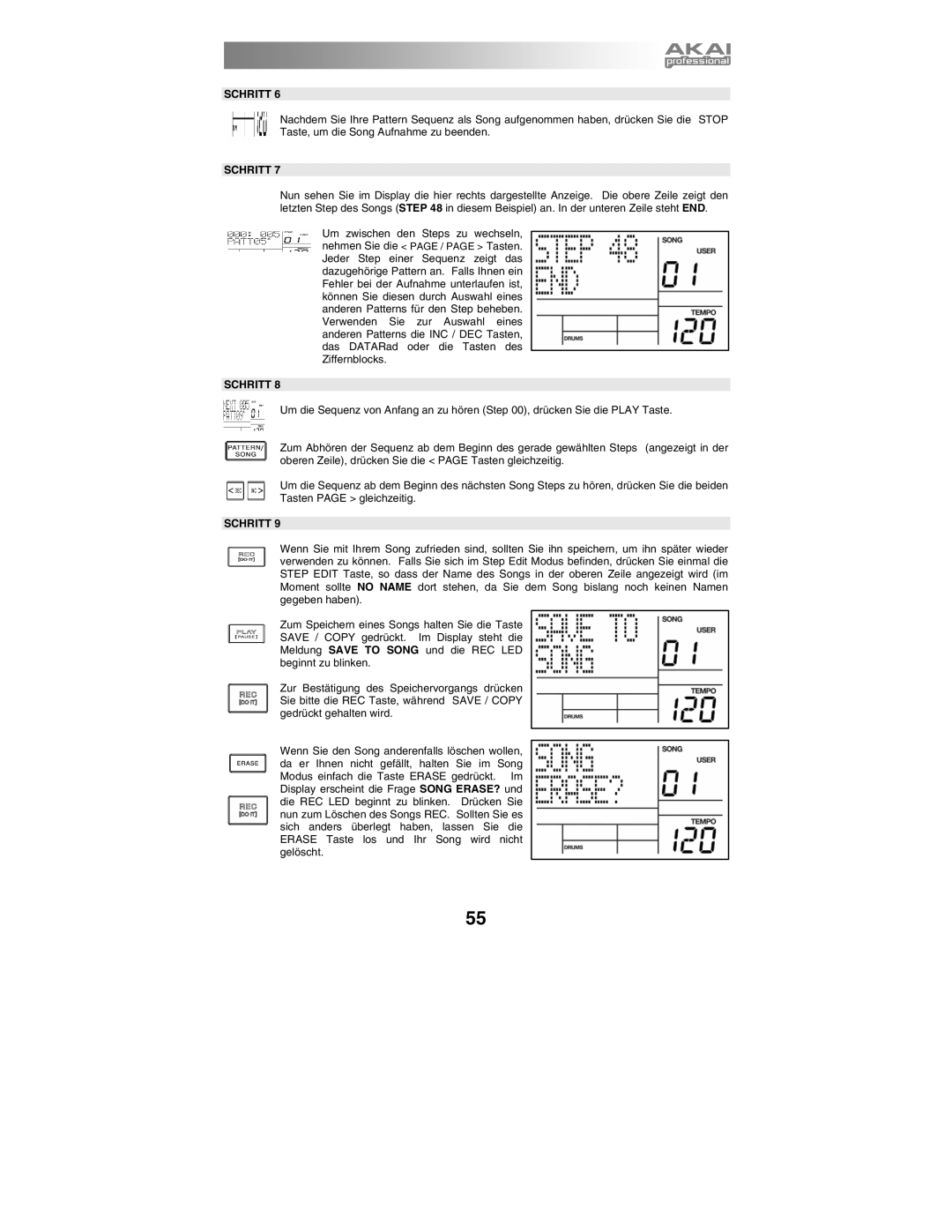 Akai XR20 quick start manual Schritt 