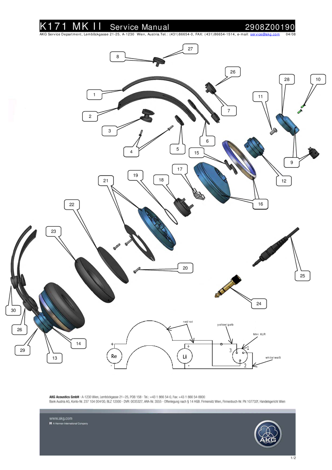 AKG Acoustics 2908Z00190 service manual 