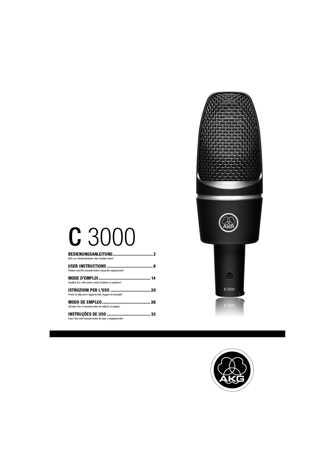 AKG Acoustics C 3000 manual 