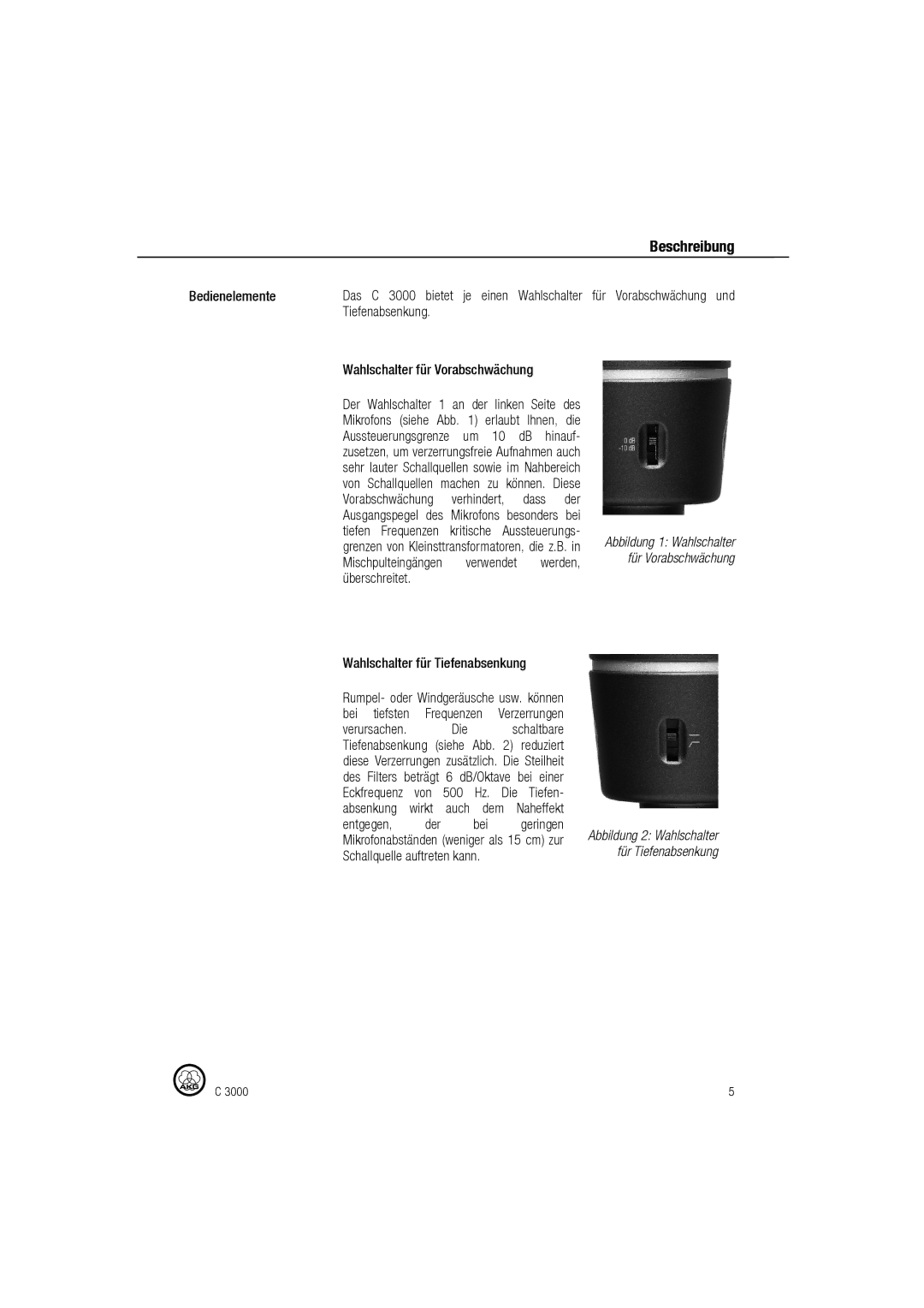 AKG Acoustics C 3000 manual Beschreibung 