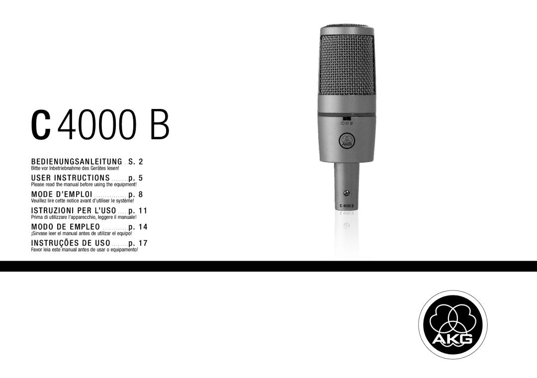 AKG Acoustics C 4000B manual 4000 B 