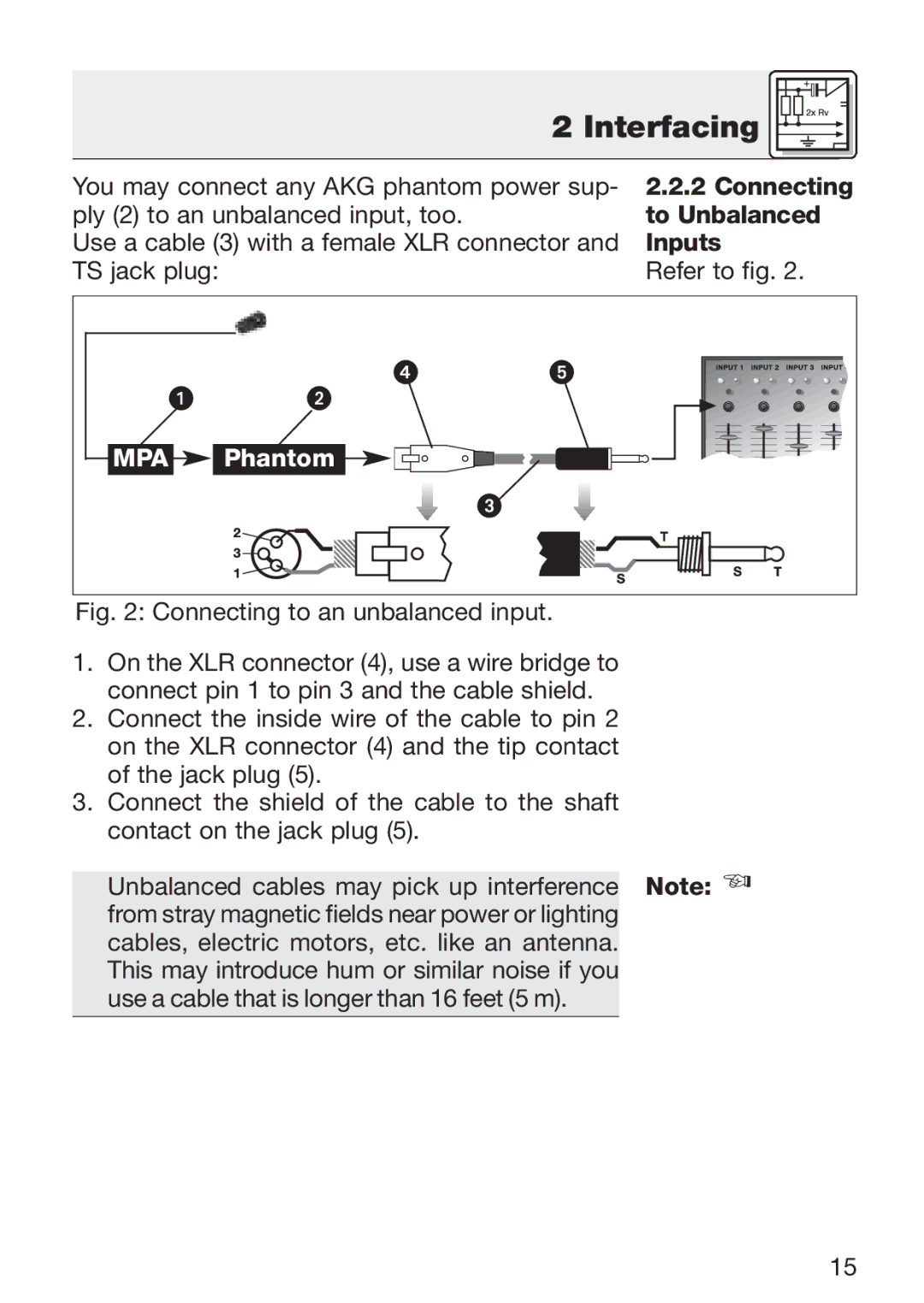 AKG Acoustics C 411 manual To Unbalanced, Inputs 