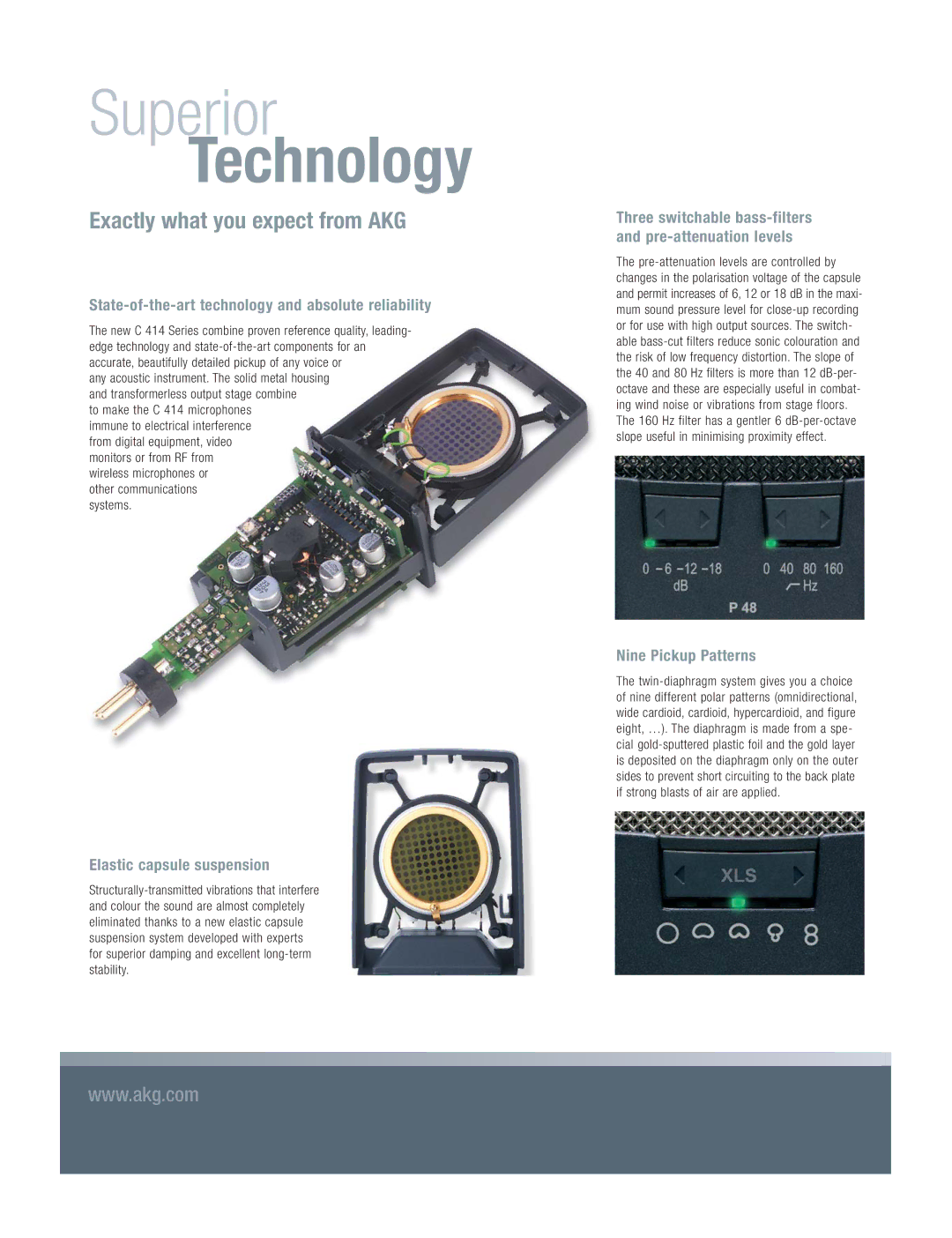 AKG Acoustics C 414 manual Exactly what you expect from AKG, State-of-the-art technology and absolute reliability 