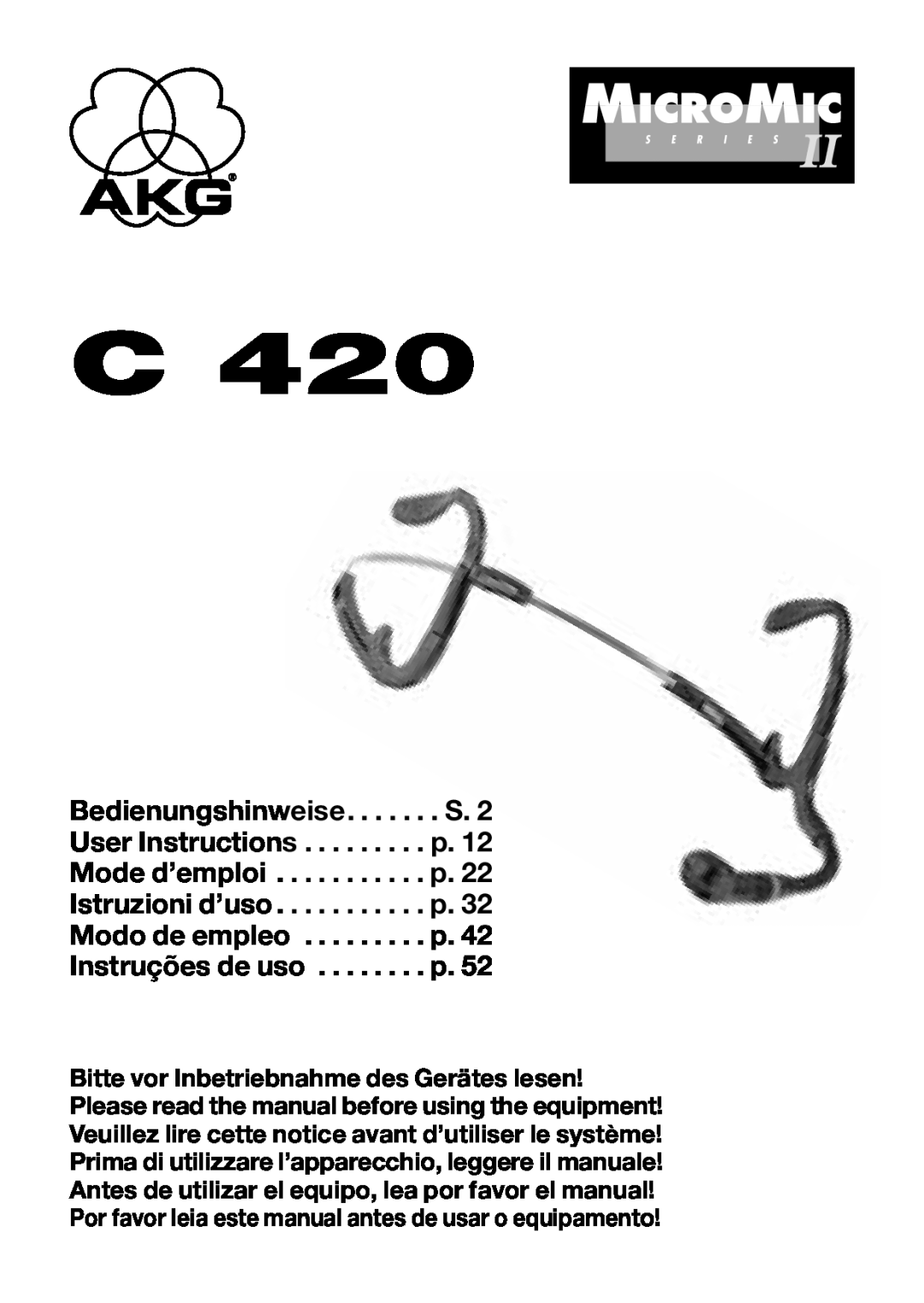 AKG Acoustics C 420 manual 