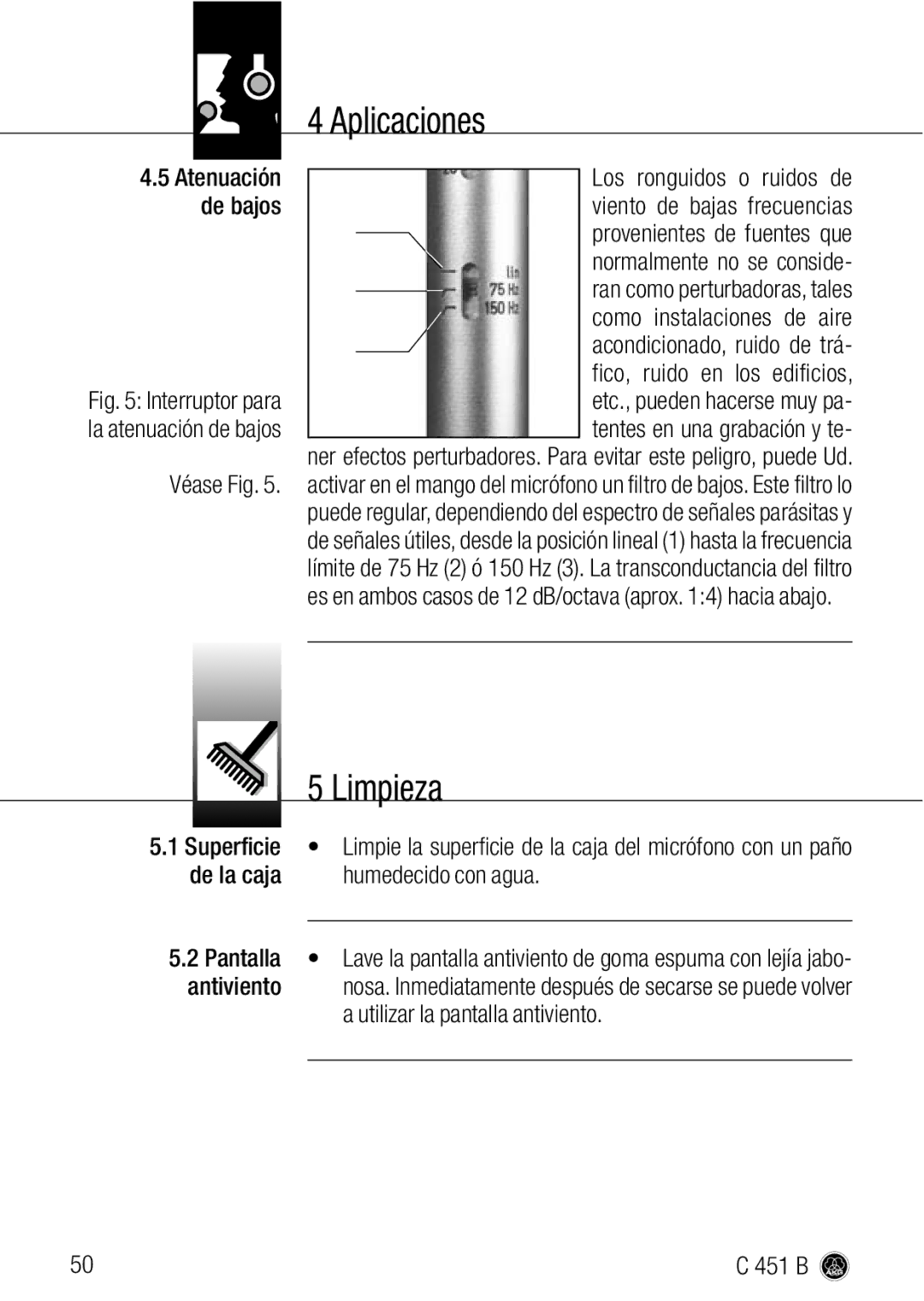 AKG Acoustics C 451 B manual Limpieza 