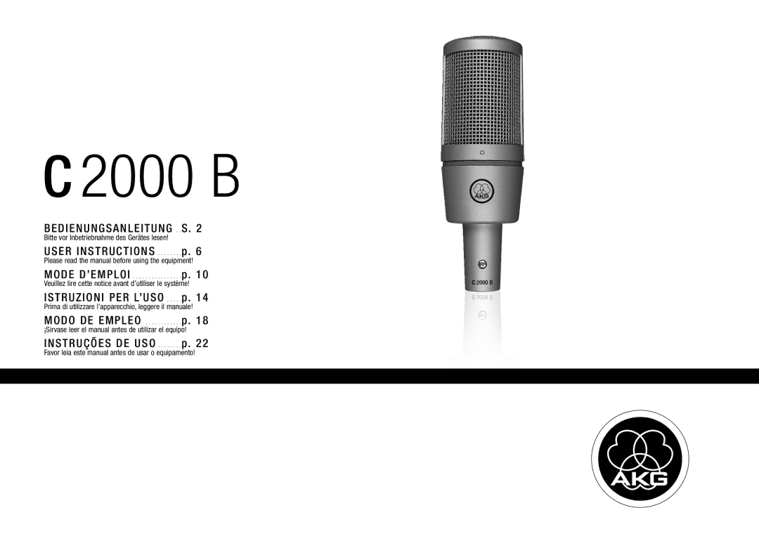 AKG Acoustics C2000B manual 2000 B 