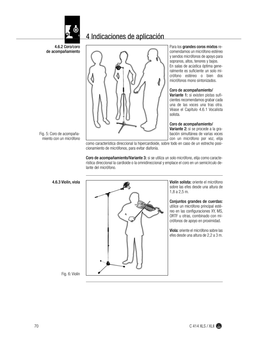 AKG Acoustics C414 XLS, C414 XLII manual Violín, viola 