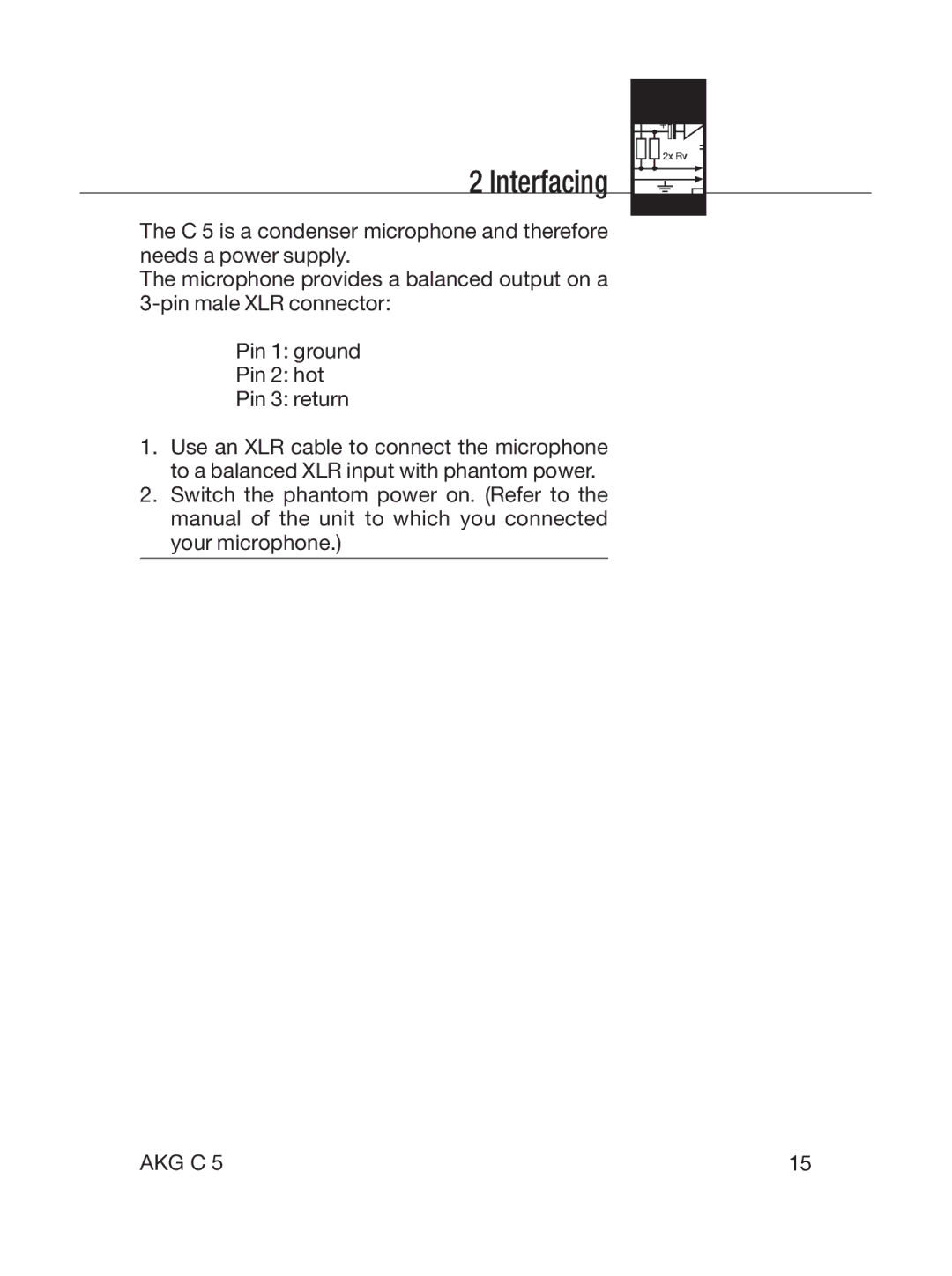 AKG Acoustics C5 manual Interfacing 