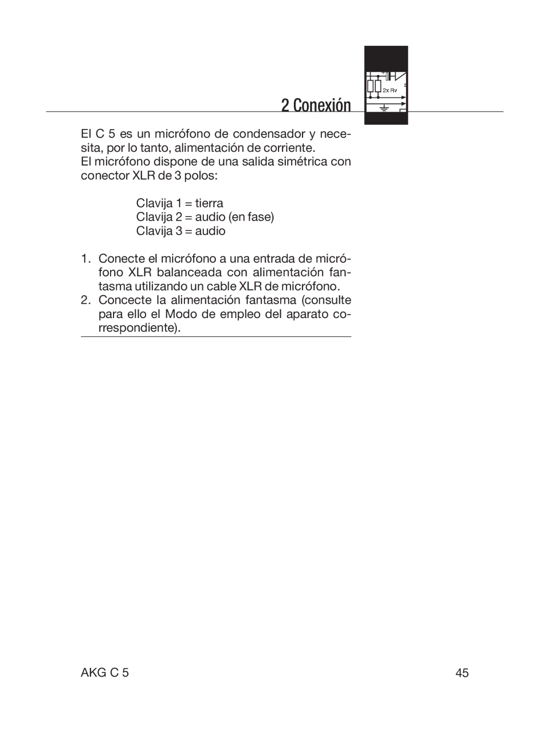 AKG Acoustics C5 manual Conexión 